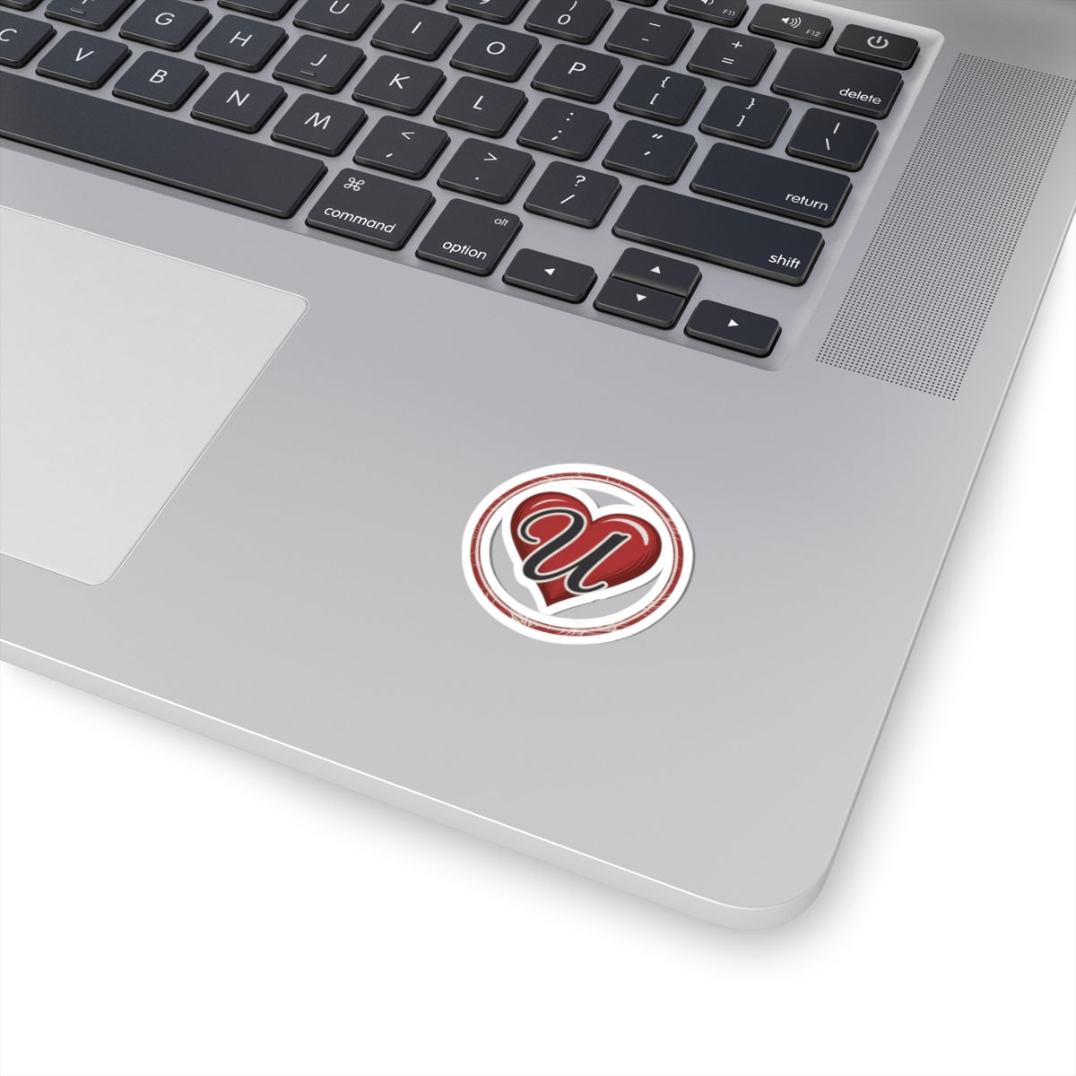 Luxe Love U Affirmation Kiss-Cut Sticker — Red Script Monogram Decal